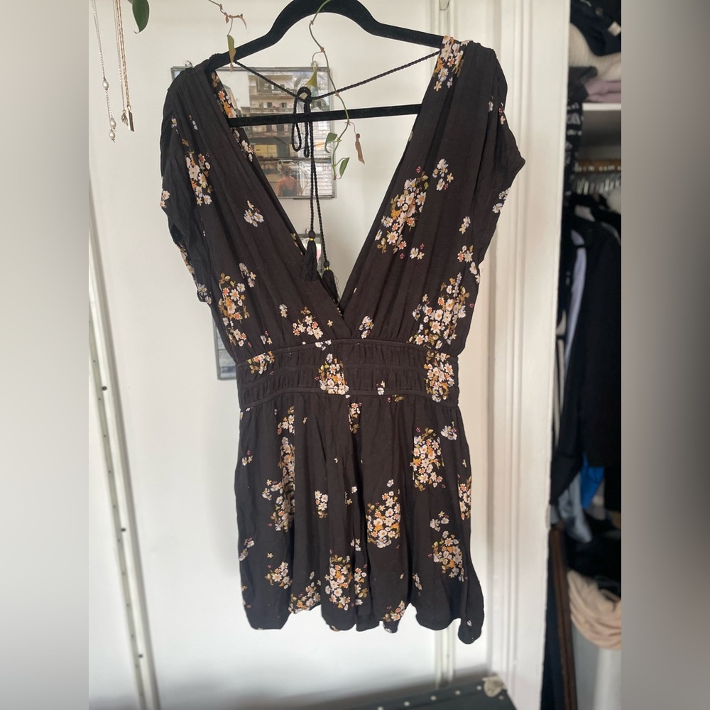 UO Black floral romper